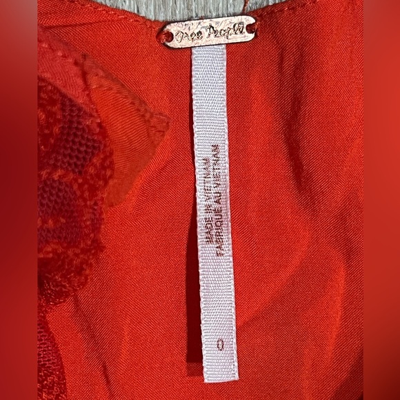 Free People FP Orange Floral Mockingbird Flowy Romantic Dress Size 0 - Picture 3 of 10